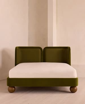 Willem Bed - Queen - Velvet & Linen - Olive - US - Listing Image