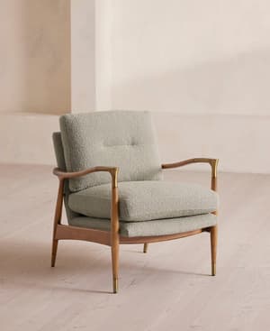 Theodore Oak Armchair - Textured Wool Boucle - Pistachio - US - Listing Image