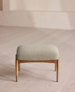 Theodore Oak Footstool - Textured Wool Boucle - Pistachio - US - Hover Image