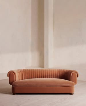 Rava Three Seater Sofa - Velvet - Antique Rose - Hover Image
