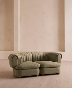 Rava Three Seater Sofa - Linen - Sage - Hover Image