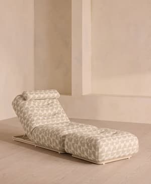 Celia Outdoor Sunlounger - Geometric - Natural - Hover Image