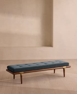 Theodore Bench - Grey Blue Velvet - Listing Image