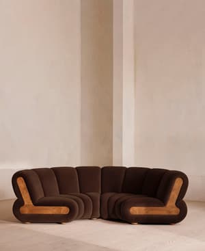Noelle Sectional Sofa - Four Seater - Velvet Chocolate Brown - US - Listing Image