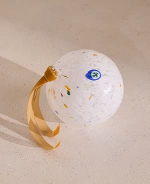 Murano Glass Confetti Bauble - White - Hover Image