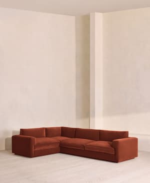 Mossley Left L-Shape Sofa - Velvet - Rust - UK - Listing Image