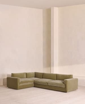 Mossley Left L-Shape Sofa - Velvet - Lichen - UK - Listing Image