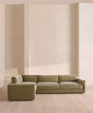 Mossley Left L-Shape Sofa - Velvet - Lichen - UK - Hover Image