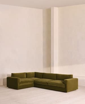 Mossley Left L-Shape Sofa - Velvet - Olive - UK - Listing Image