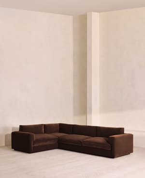 Mossley Left L-Shape Sofa - Velvet - Chocolate - Listing Image