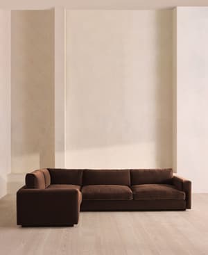 Mossley Left L-Shape Sofa - Velvet - Chocolate - Hover Image
