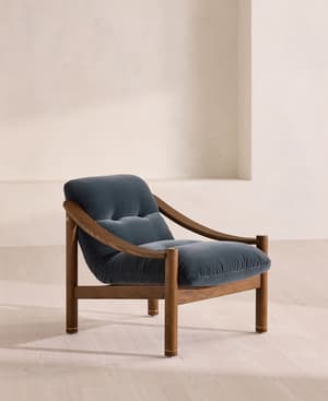 Karine Armchair - Dark Stain - Grey Blue Velvet - UK - Listing Image