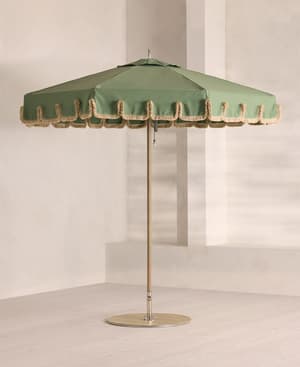 Tuuci Outdoor Parasol - Octagon 2.25m Fringed Sage - Roman Valance - Listing Image