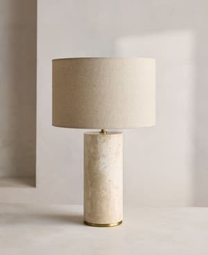 Remi Stone Table Lamp - Cream - Hover Image