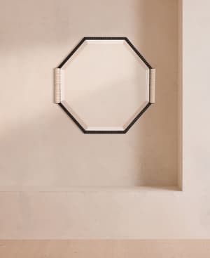 Welton Wall Mirror - Blackened Brass & Travertine - Extra Small - Listing Image