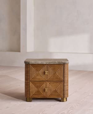 Kingsley Bedside Table - Large - Grey Emperador Marble - Listing Image