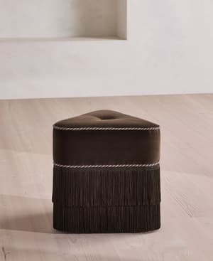 Marta Footstool - Velvet - Chocolate - US - Hover Image