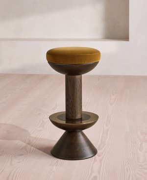 Lennie Barstool - Velvet - Mustard - UK - Hover Image