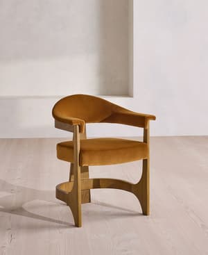 Georgina Dining Chair - Velvet - Mustard - UK - Listing Image