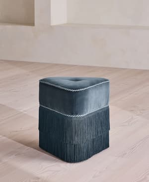 Marta Footstool - Velvet - Grey Blue - UK - Listing Image