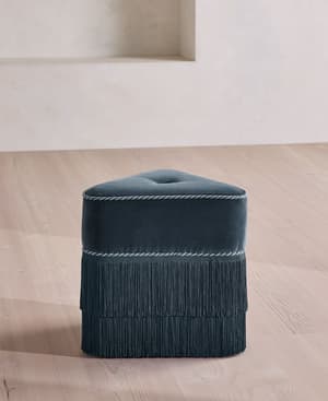Marta Footstool - Velvet - Grey Blue - UK - Hover Image