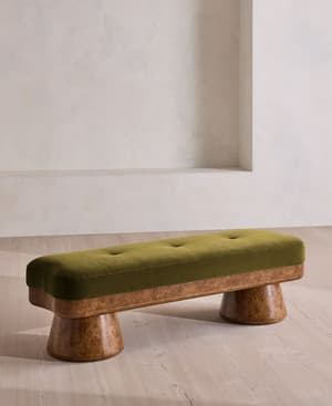Hallie Bench - Velvet - Olive - UK - Hover Image