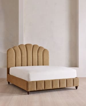 Manette Bed - Double - Linen Chenille - Sand - UK - Listing Image