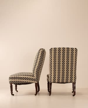 Vintage Pair of Side Chairs - Ebonised Wood - France - Hover Image