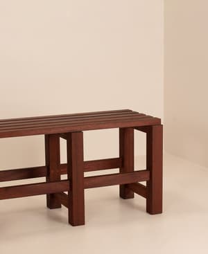 Vintage Mid Century Wooden Bench - Belgium - Hover Image