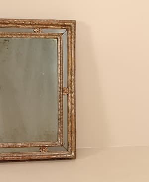 Vintage Silver Gilded Mirror - Foxed Glass - France - Hover Image