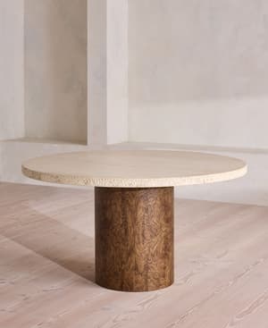 Ramsey Dining Table - Round - Travertine - Hover Image