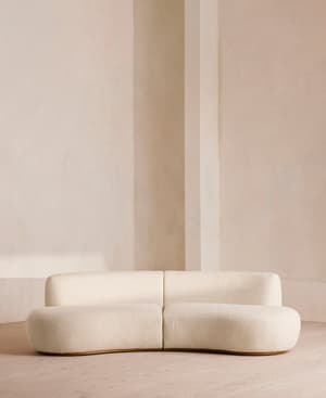 Aline Serpentine Sectional Sofa - Three Seater - Natural Boucle - US - Listing Image