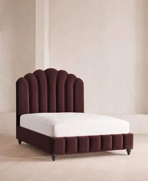Manette Bed - Double - Velvet - Aubergine - UK - Listing Image