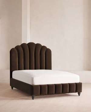 Manette Bed - Double - Velvet - Chocolate - Listing Image