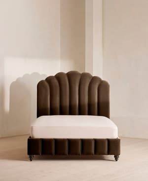 Manette Bed - Double - Velvet - Chocolate - Hover Image