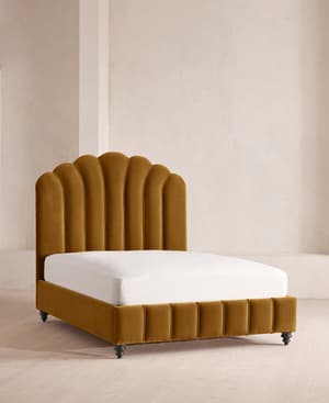 Manette Bed - Double - Velvet - Mustard - Listing Image
