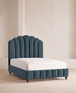 Manette Bed - Double - Velvet - Grey Blue - Listing Image