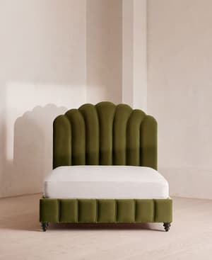 Manette Bed - Double - Velvet - Olive - Hover Image