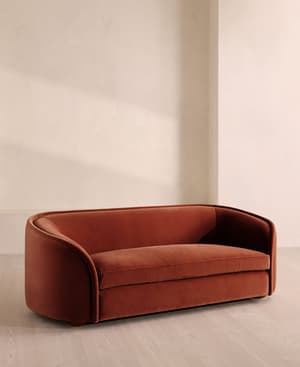 Conall Three Seater Sofa - Velvet - Rust - Listing Image