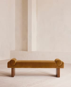 Esther Bench - Velvet - Mustard - UK - Hover Image