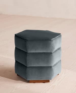 Lyla Footstool - Velvet - Grey Blue - Listing Image