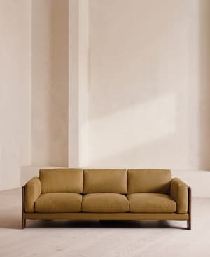 Marcia Three Seater Sofa - Linen - Ochre - US - Listing Image