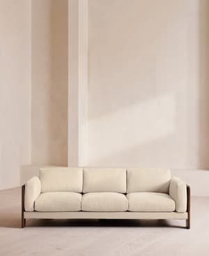 Marcia Three Seater Sofa - Linen - Bisque - Hover Image