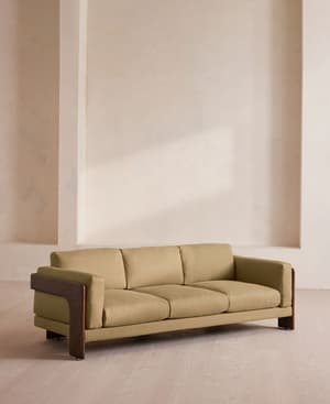 Marcia Three Seater Sofa - Linen - Wheat - Hover Image