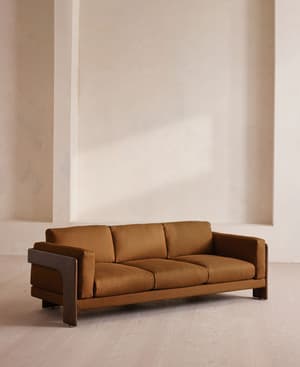 Marcia Three Seater Sofa - Linen - Terracotta - UK - Listing Image
