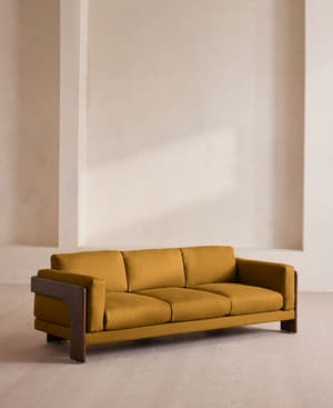 Marcia Three Seater Sofa - Linen - Turmeric - UK - Listing Image