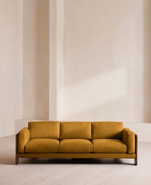 Marcia Three Seater Sofa - Linen - Turmeric - US - Hover Image