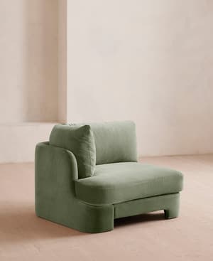 Odell Deeper Sit Modular Sofa - Left Arm Module - Seafoam Velvet - UK - Hover Image