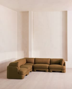 Odell Deeper Sit Modular Sofa - Corner Sofa - Linen - Ochre - Hover Image