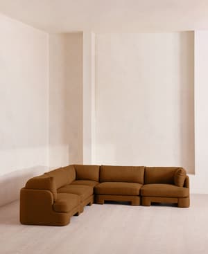 Odell Deeper Sit Modular Sofa - Corner Sofa - Linen - Terracotta - UK - Hover Image